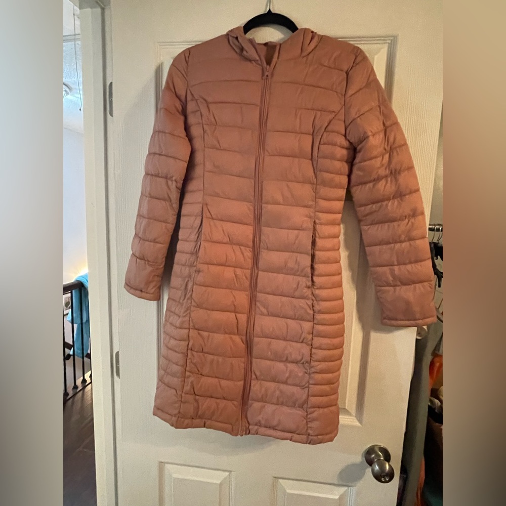 Love Tree Long Lightweight Packable Puffer Jacket Pink S